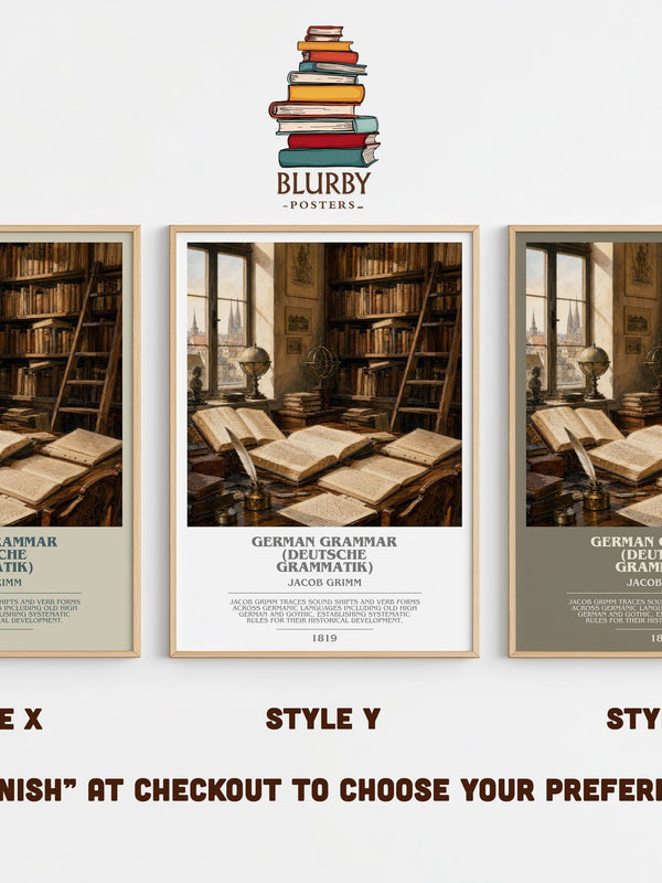 German Grammar (Deutsche Grammatik) bookish print in frame leaning in hallway – non fiction wall art