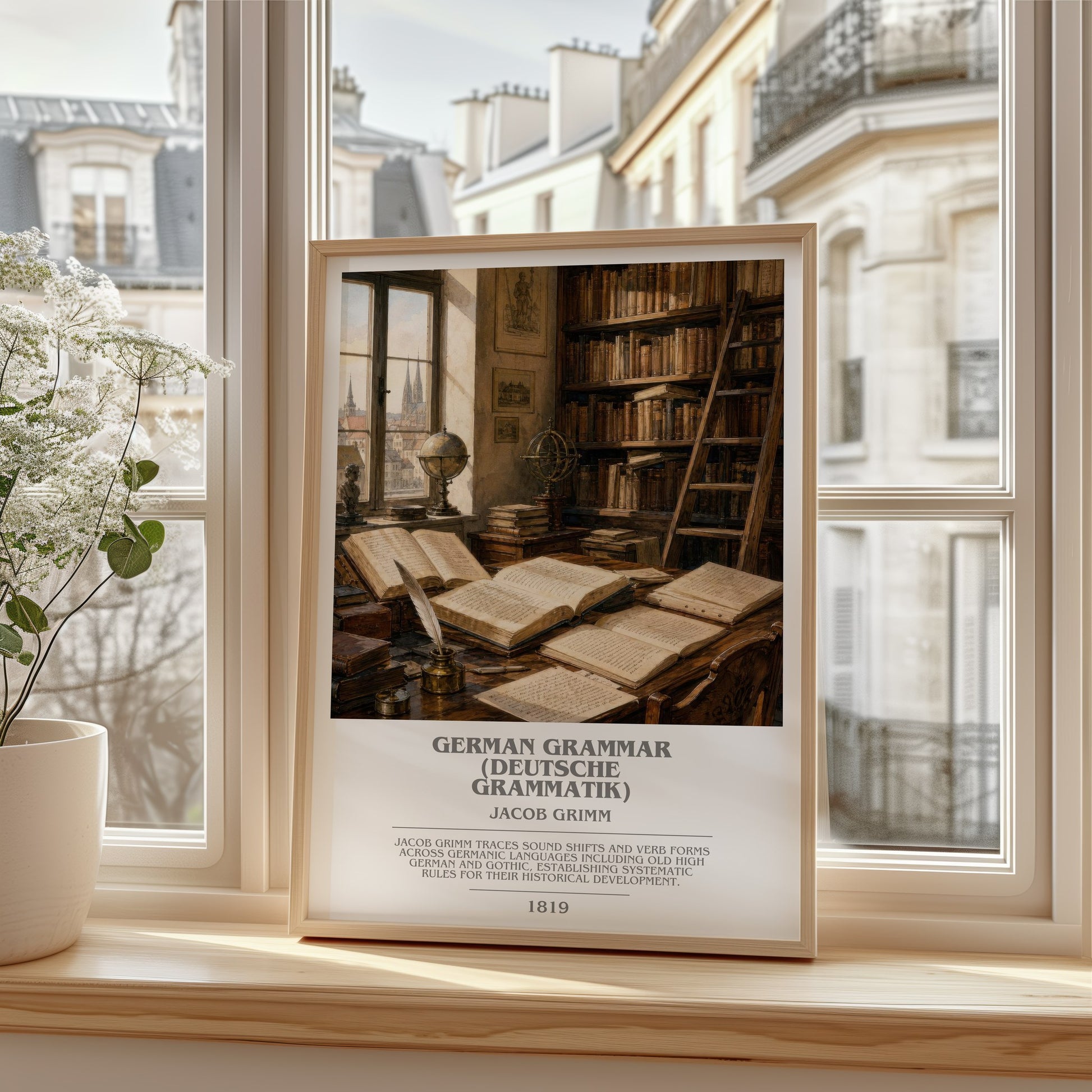 German Grammar (Deutsche Grammatik) bookish poster colour and style options – Jacob Grimm book art