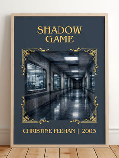 Shadow Game Classic Book Art Print by Christine Feehan – framed print leaning on a wooden floor