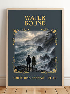 Water Bound Classic Book Art Print by Christine Feehan – framed print leaning on a wooden floor