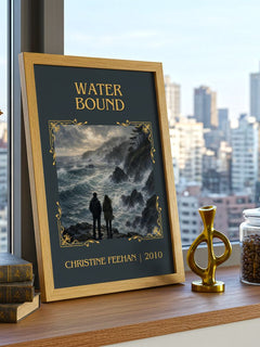 Water Bound Classic Book Art Print by Christine Feehan – framed print on a city-view windowsill