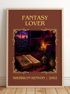 Fantasy Lover Classic Book Art Print by Sherrilyn Kenyon – framed print leaning on a wooden floor