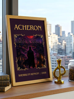 Acheron Classic Book Art Print by Sherrilyn Kenyon – framed print on a city-view windowsill