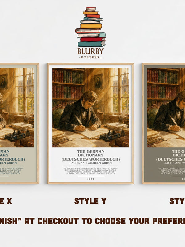The German Dictionary (Deutsches Wörterbuch) bookish print in frame leaning in hallway – non fiction wall art