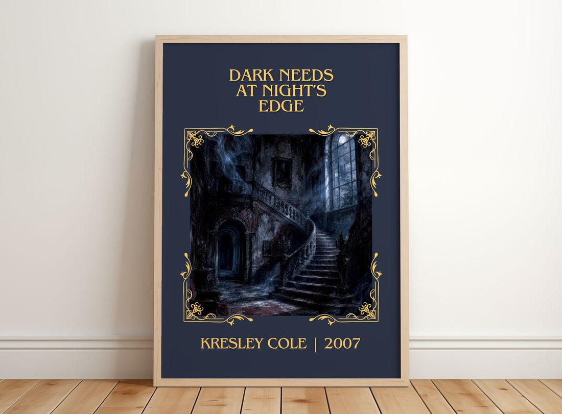 Dark Needs at Night's Edge Classic Book Art Print by Kresley Cole – framed print leaning on a wooden floor