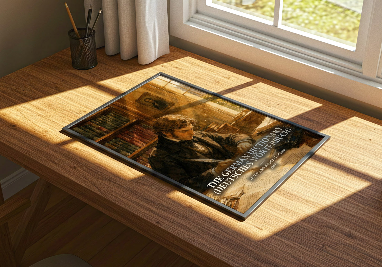 The German Dictionary (Deutsches Wörterbuch) watercolour book poster framed on wall – non fiction wall art
