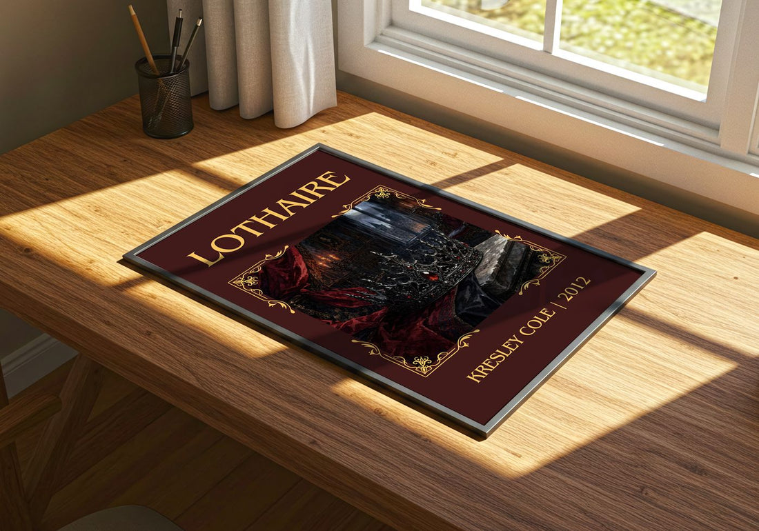 Lothaire Classic Book Art Print by Kresley Cole – print on a sunlit desk