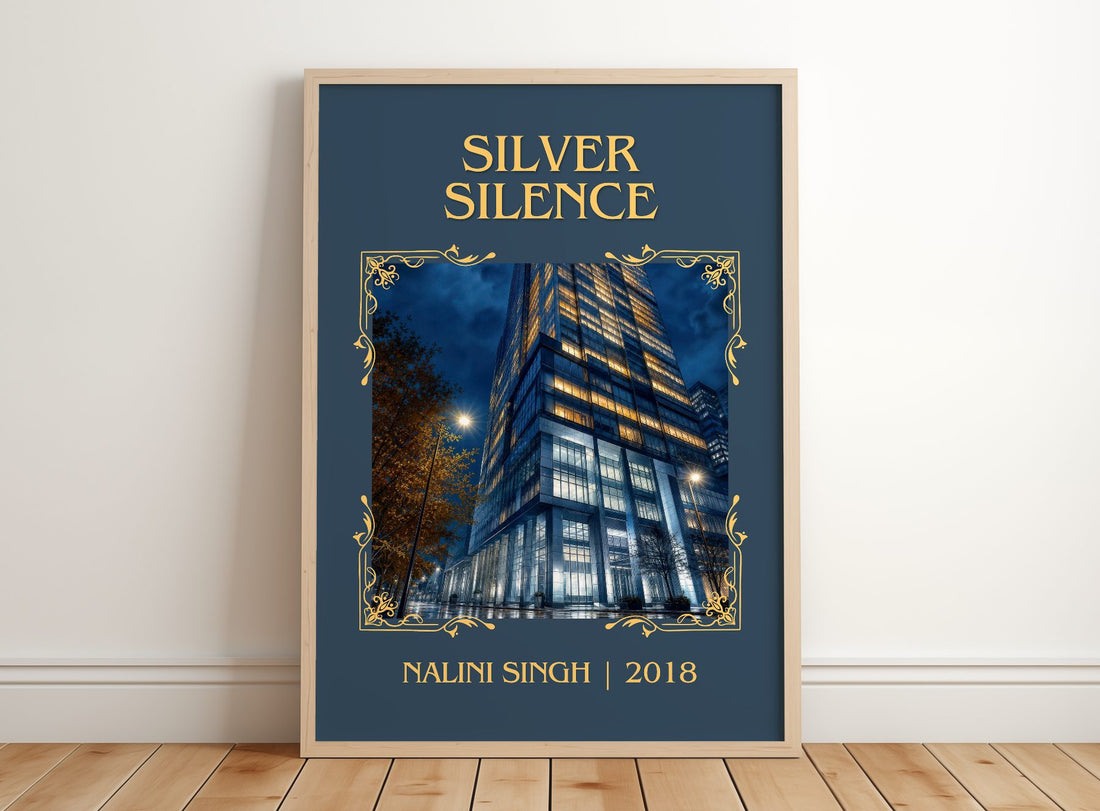 Silver Silence Classic Book Art Print by Nalini Singh – framed print leaning on a wooden floor