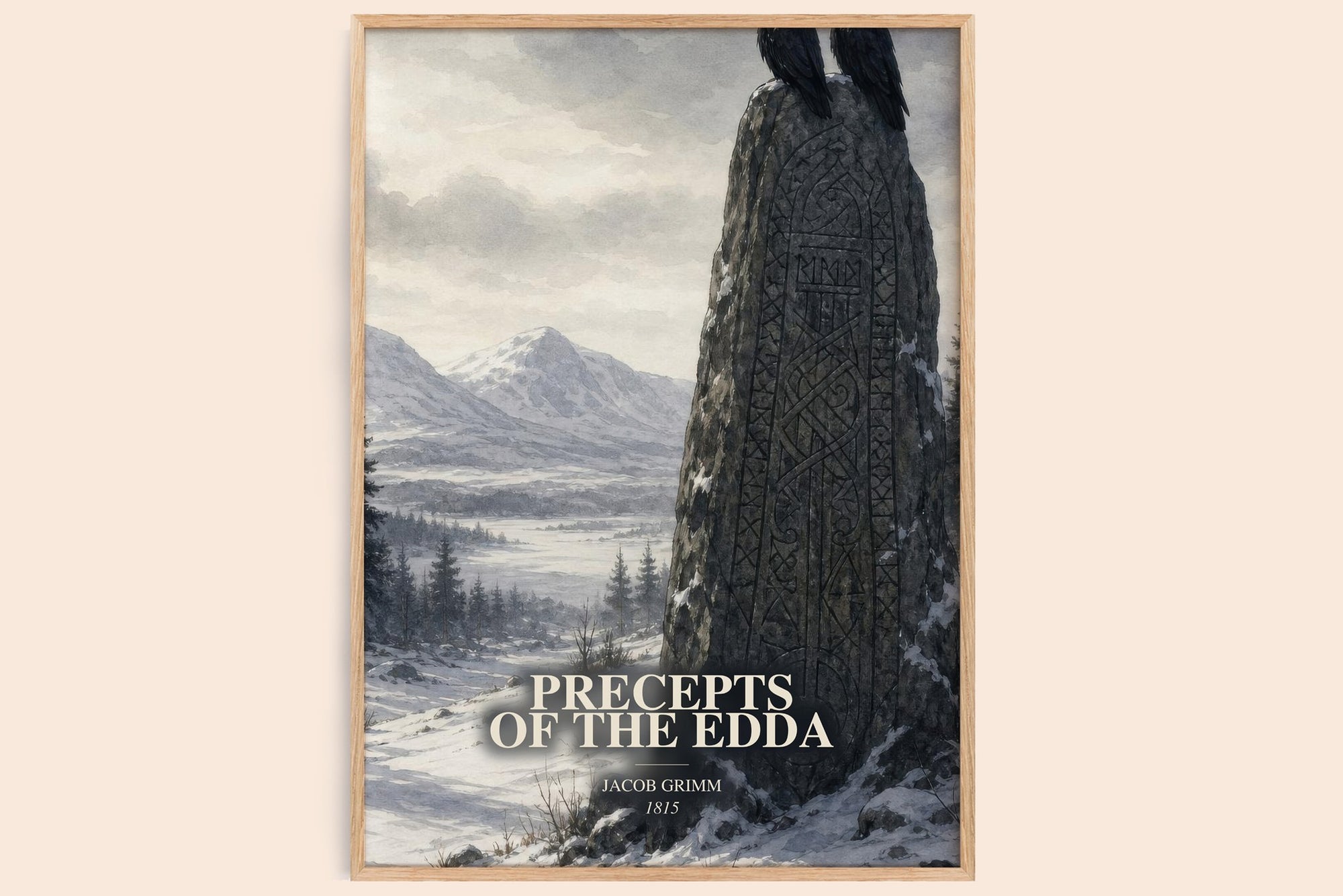Precepts Of The Edda watercolour book poster by Jacob Grimm – framed literary art print
