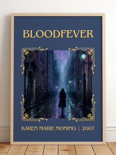 Bloodfever Classic Book Art Print by Karen Marie Moning – framed print leaning on a wooden floor