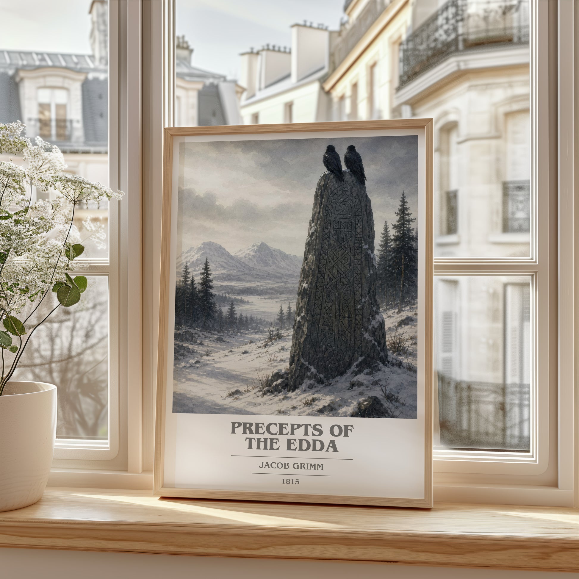 Precepts Of The Edda book cover poster colour and style options – Jacob Grimm book art