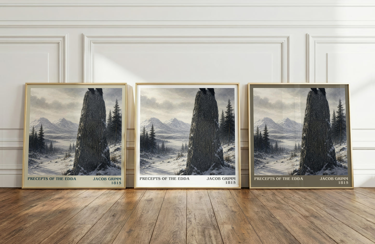 Precepts Of The Edda literary art print colour and style options – Jacob Grimm book art