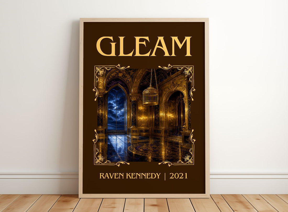 Gleam Classic Book Art Print by Raven Kennedy – framed print leaning on a wooden floor