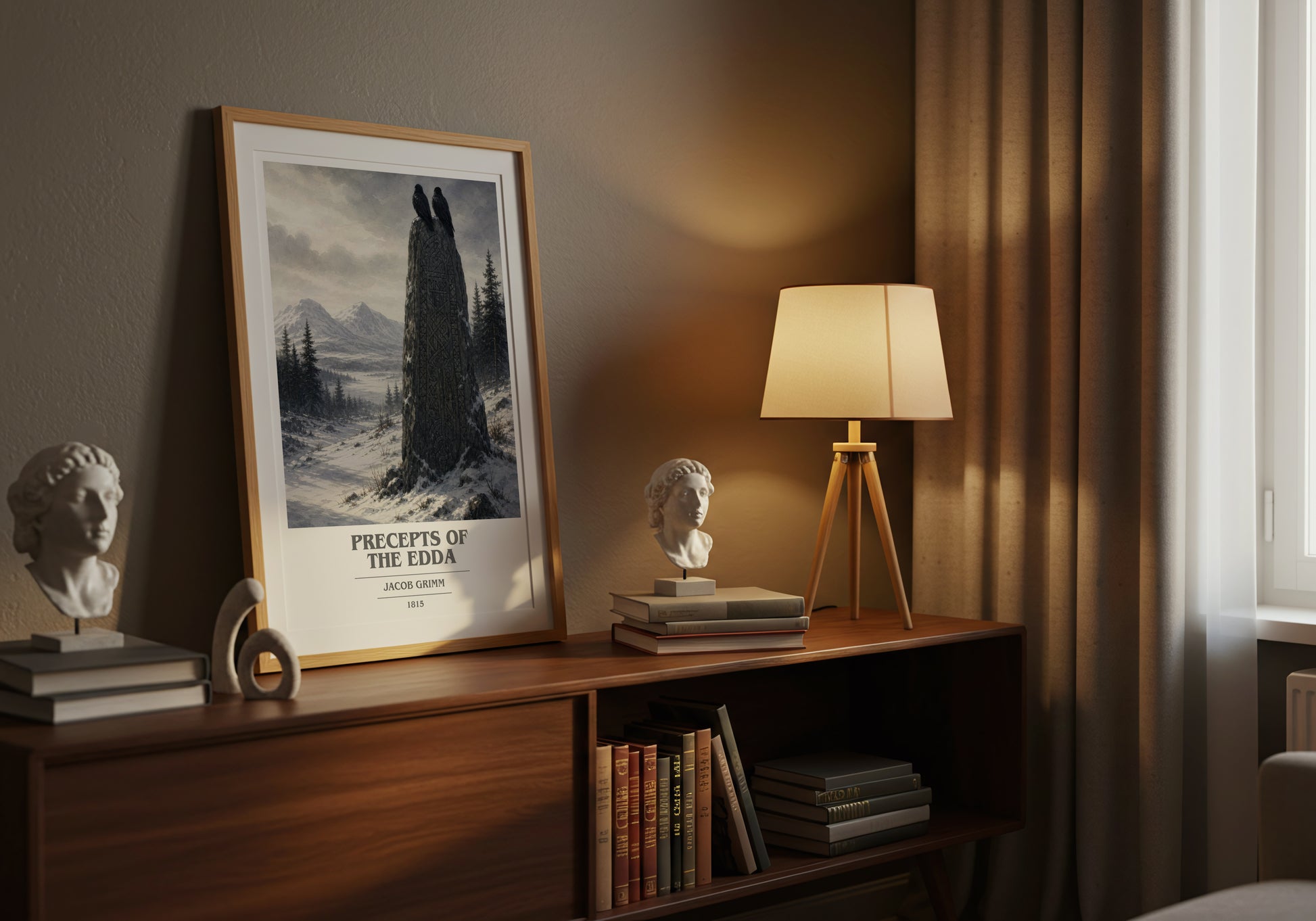Precepts Of The Edda book cover book poster framed on wall – non fiction wall art