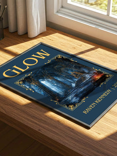 Glow Classic Book Art Print by Raven Kennedy – print on a sunlit desk
