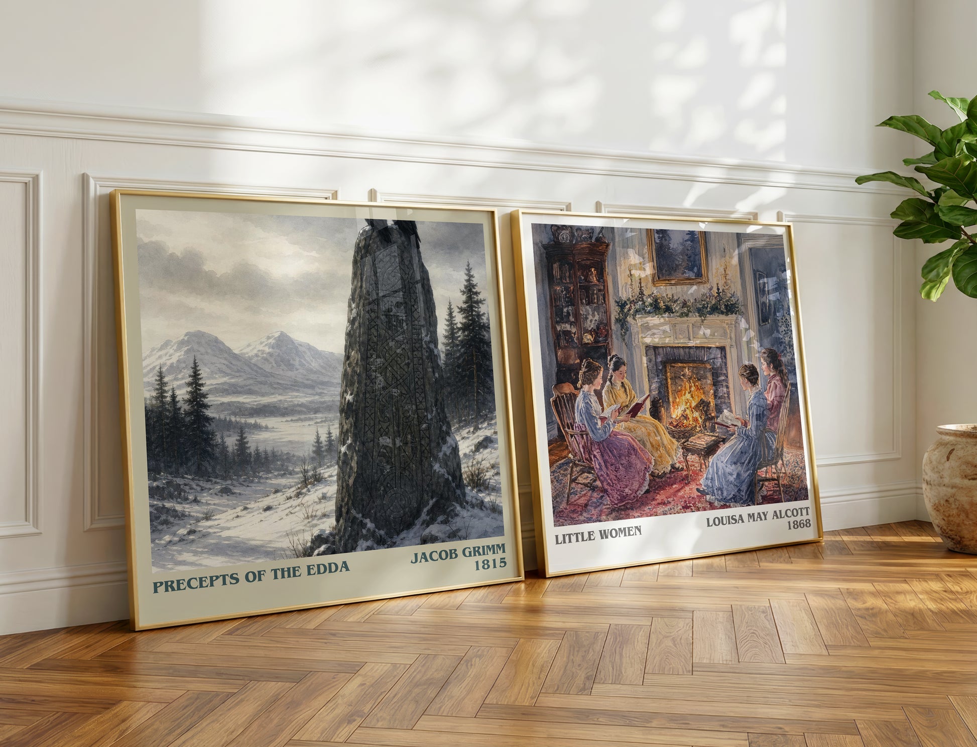 Precepts Of The Edda literary print on bookshelf – Jacob Grimm fan gift