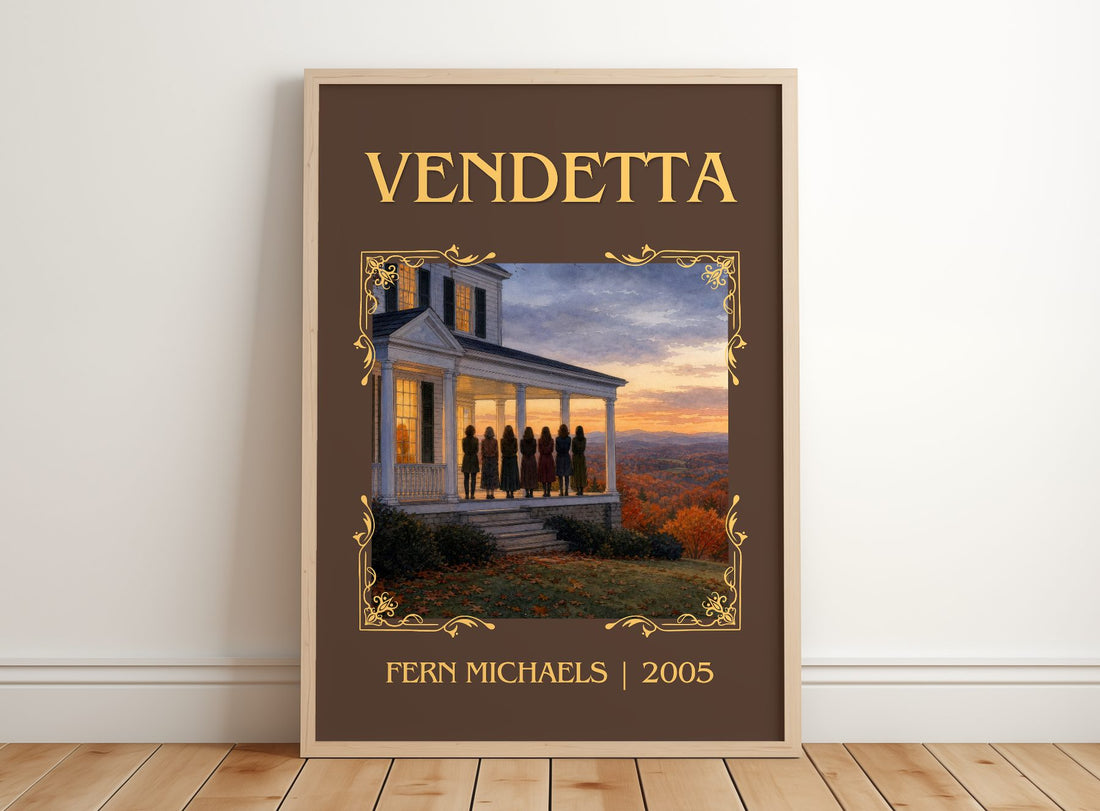 Vendetta Classic Book Art Print by Fern Michaels – framed print leaning on a wooden floor