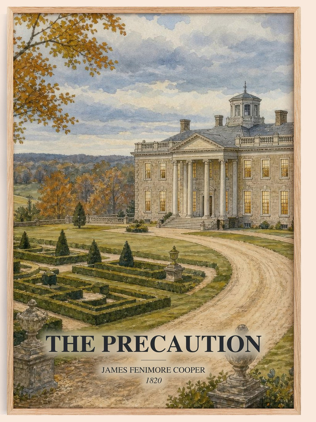 The Precaution watercolour book poster by James Fenimore Cooper – framed literary art print