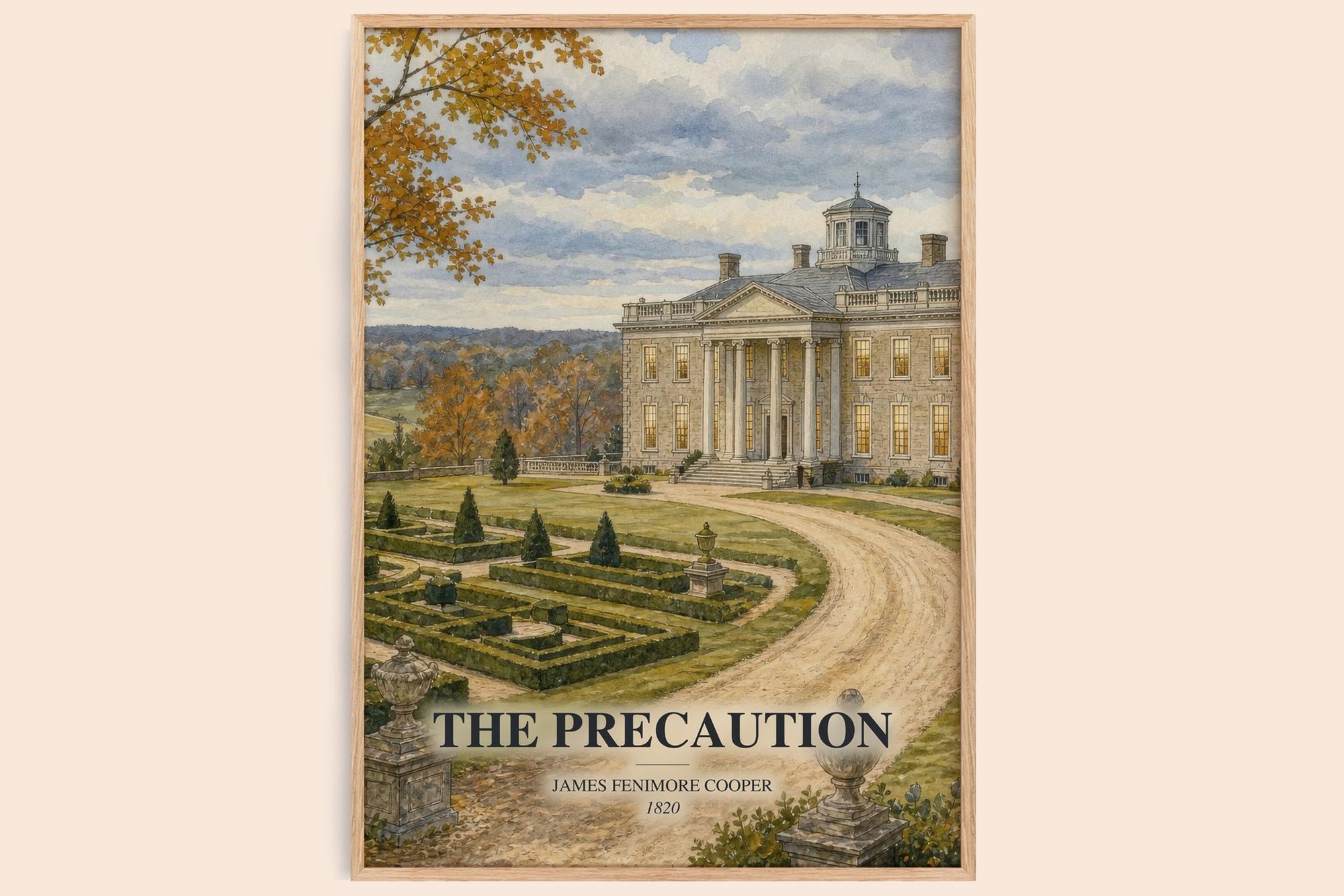 The Precaution watercolour book poster by James Fenimore Cooper – framed literary art print