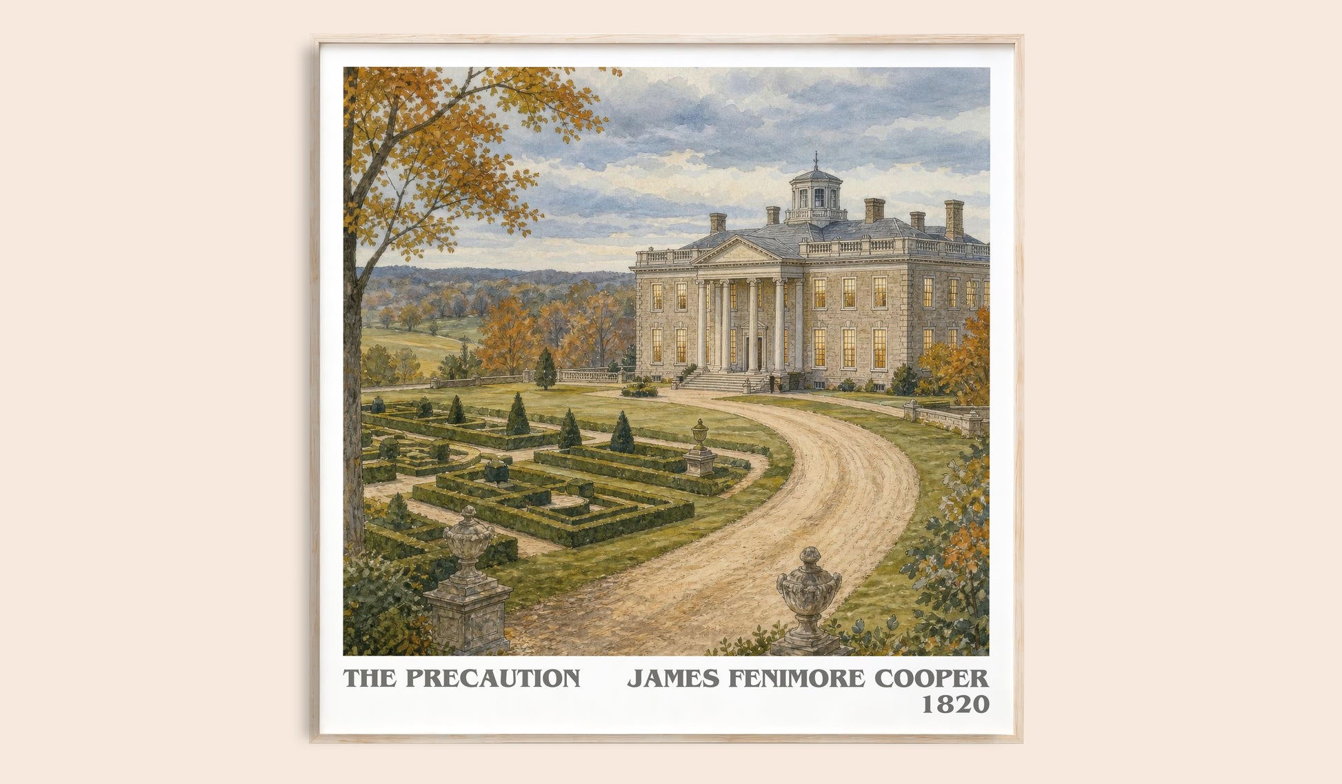 The Precaution literary book poster by James Fenimore Cooper – framed literary art print