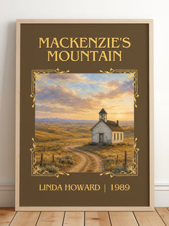 Mackenzie's Mountain Classic Book Art Print by Linda Howard – framed print leaning on a wooden floor