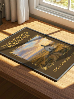 Mackenzie's Mountain Classic Book Art Print by Linda Howard – print on a sunlit desk