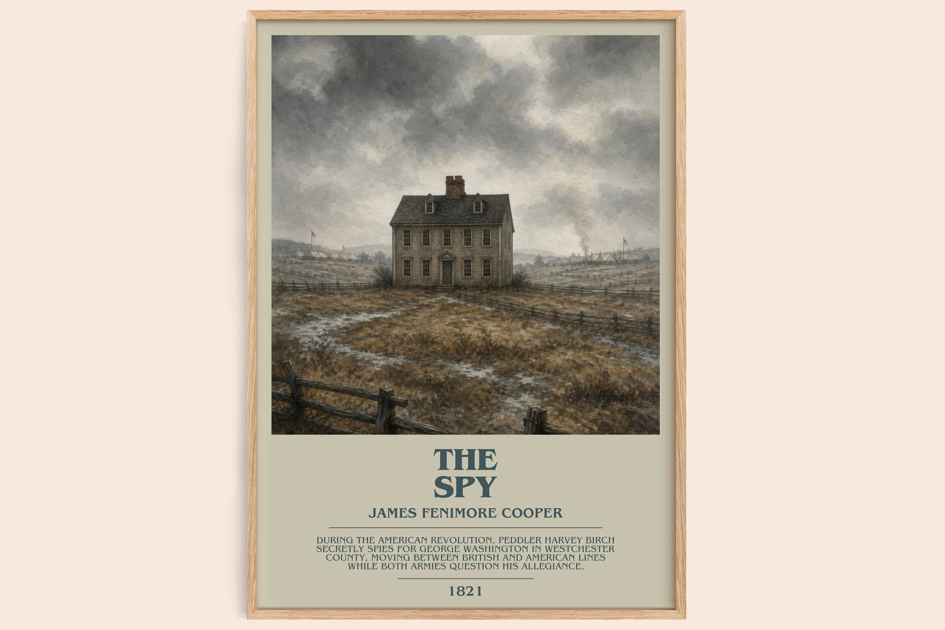 The Spy bookish book poster by James Fenimore Cooper – framed literary art print