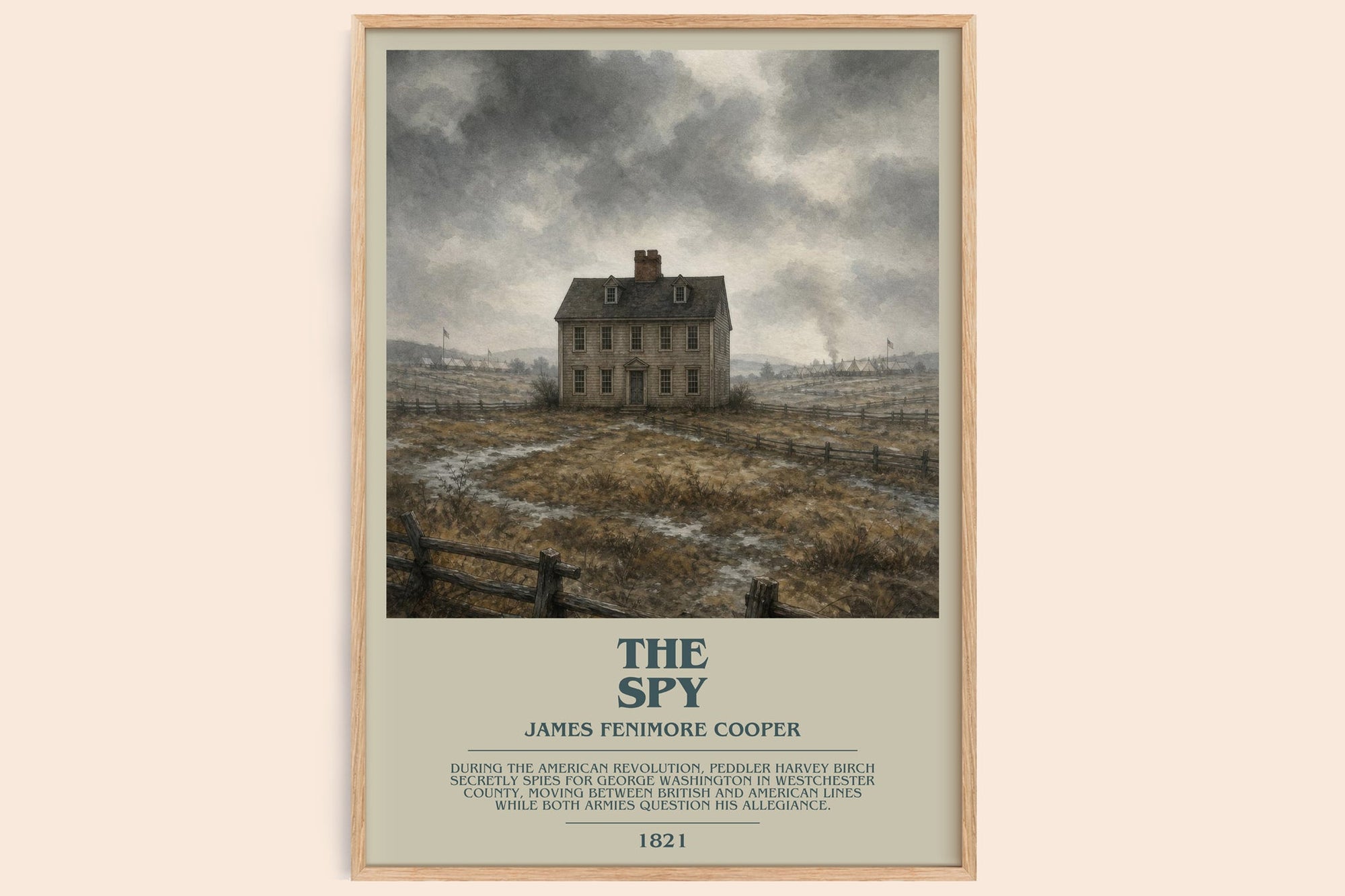 The Spy bookish book poster by James Fenimore Cooper – framed literary art print