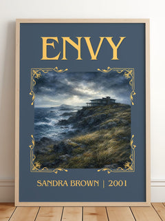 Envy Classic Book Art Print by Sandra Brown – framed print leaning on a wooden floor