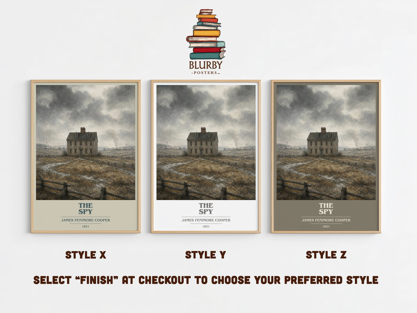 The Spy book cover print in frame leaning in hallway – historical fiction wall art