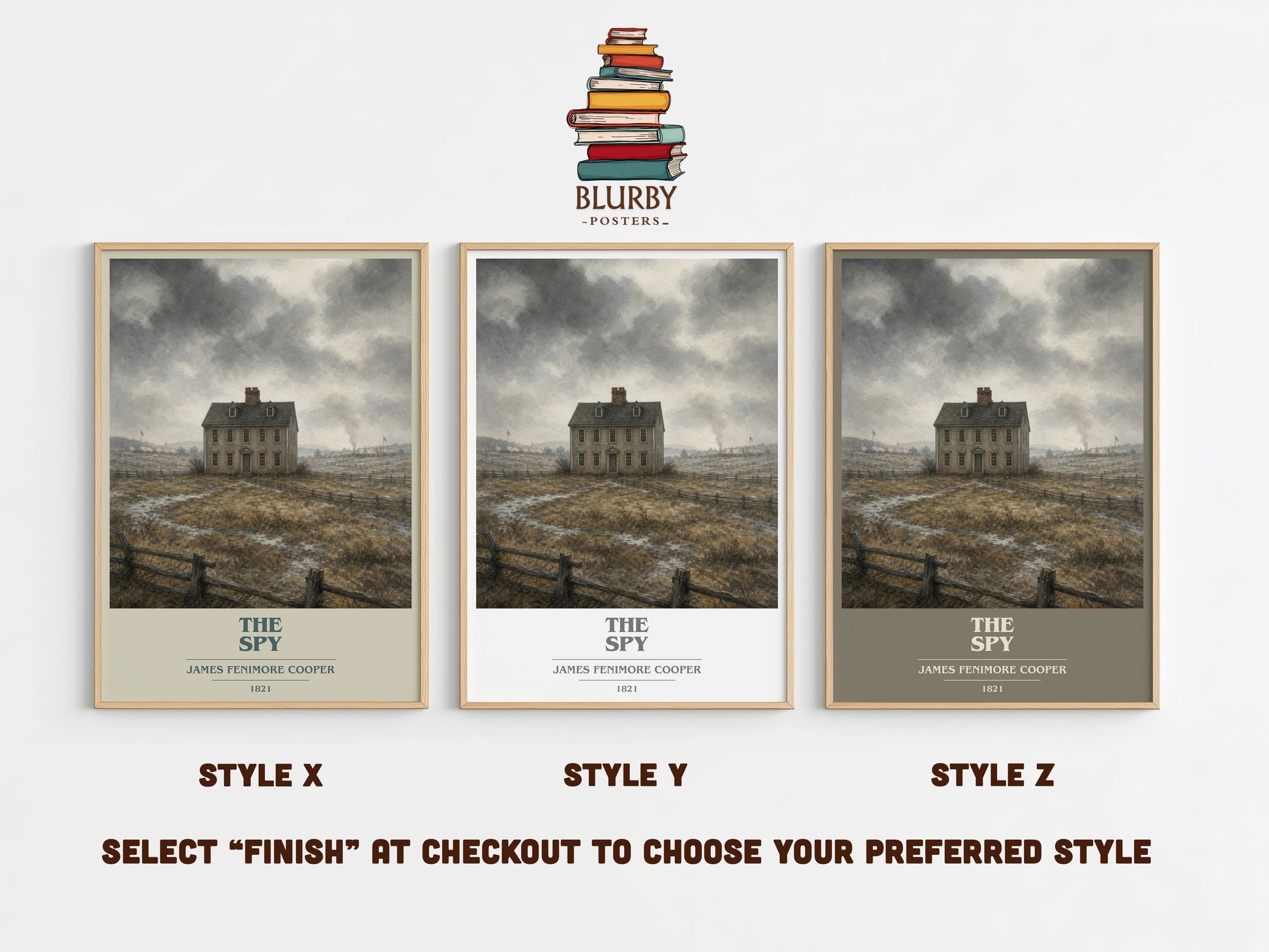 The Spy book cover print in frame leaning in hallway – historical fiction wall art