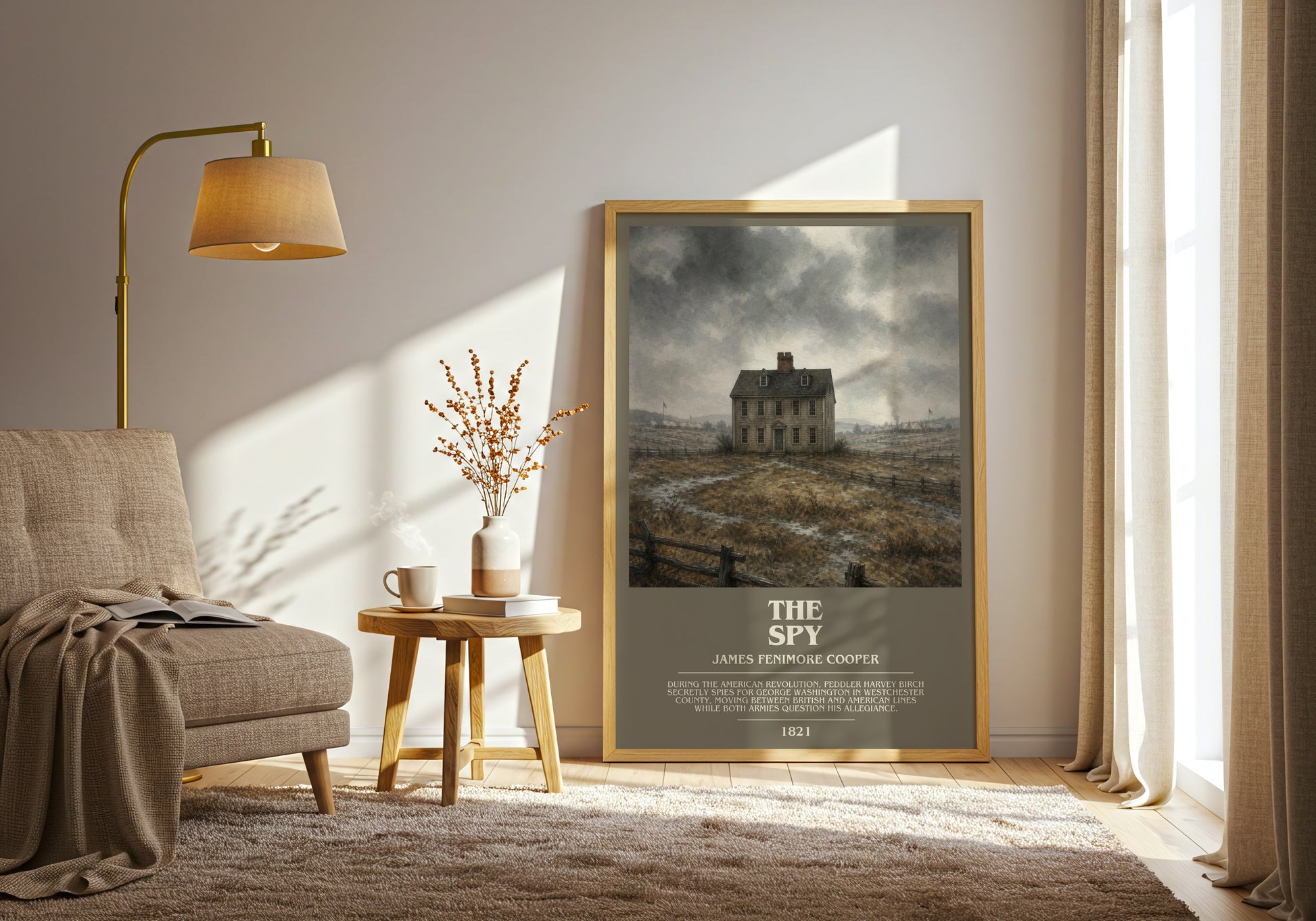 The Spy bookish print on bookshelf – James Fenimore Cooper fan gift