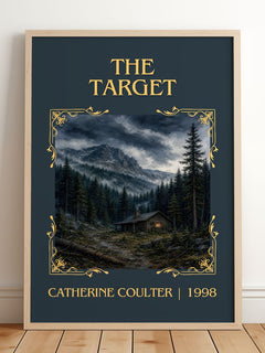 The Target Classic Book Art Print by Catherine Coulter – framed print leaning on a wooden floor