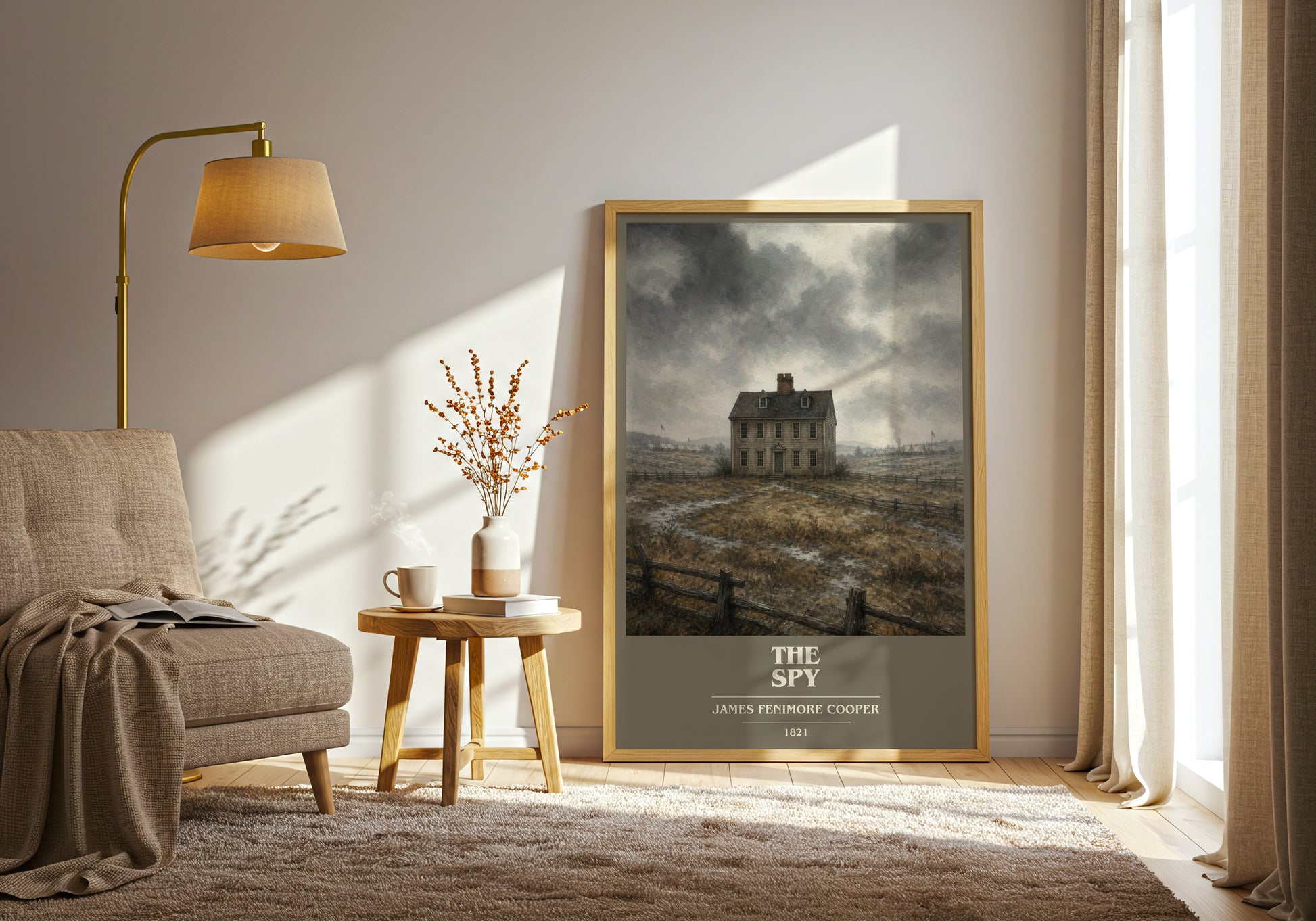 The Spy book cover print on bookshelf – James Fenimore Cooper fan gift