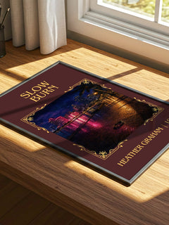 Slow Burn Classic Book Art Print by Heather Graham – print on a sunlit desk
