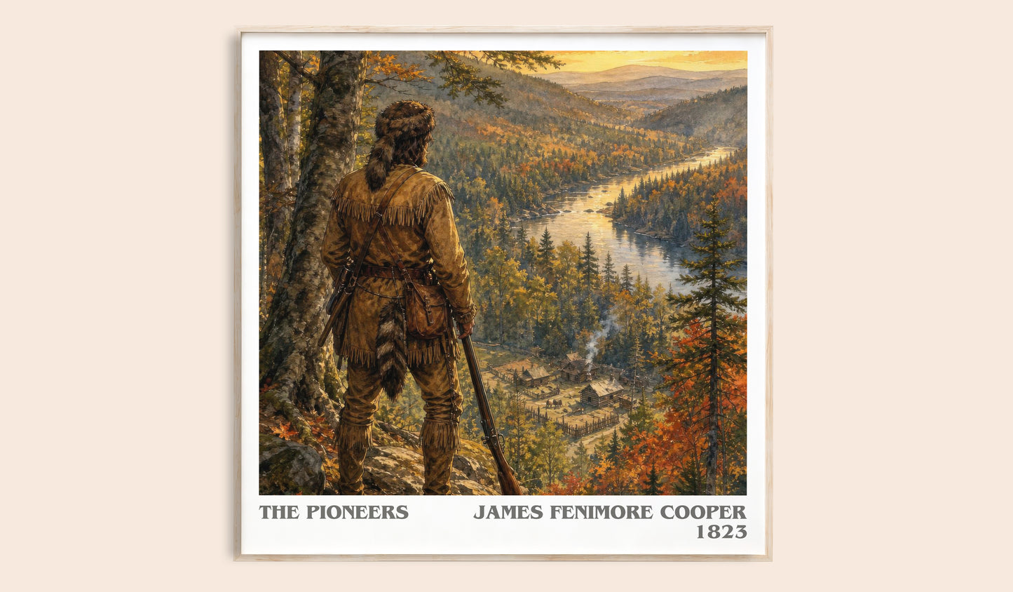 The Pioneers literary book poster by James Fenimore Cooper – framed literary art print