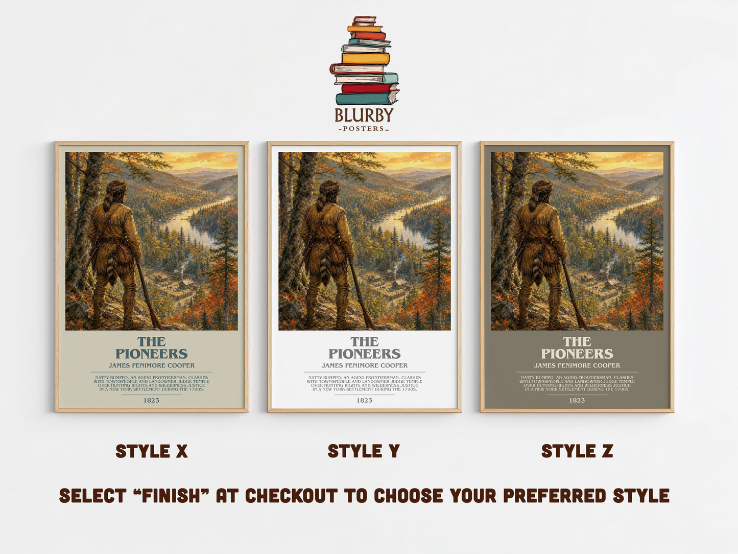 The Pioneers bookish print in frame leaning in hallway – historical fiction wall art