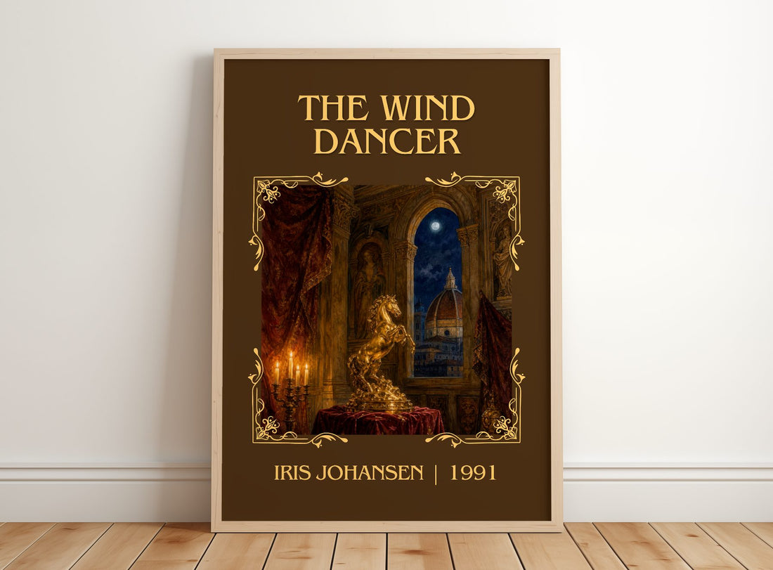 The Wind Dancer Classic Book Art Print by Iris Johansen – framed print leaning on a wooden floor