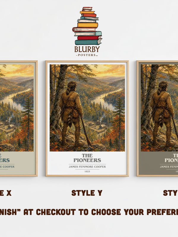 The Pioneers book cover print in frame leaning in hallway – historical fiction wall art
