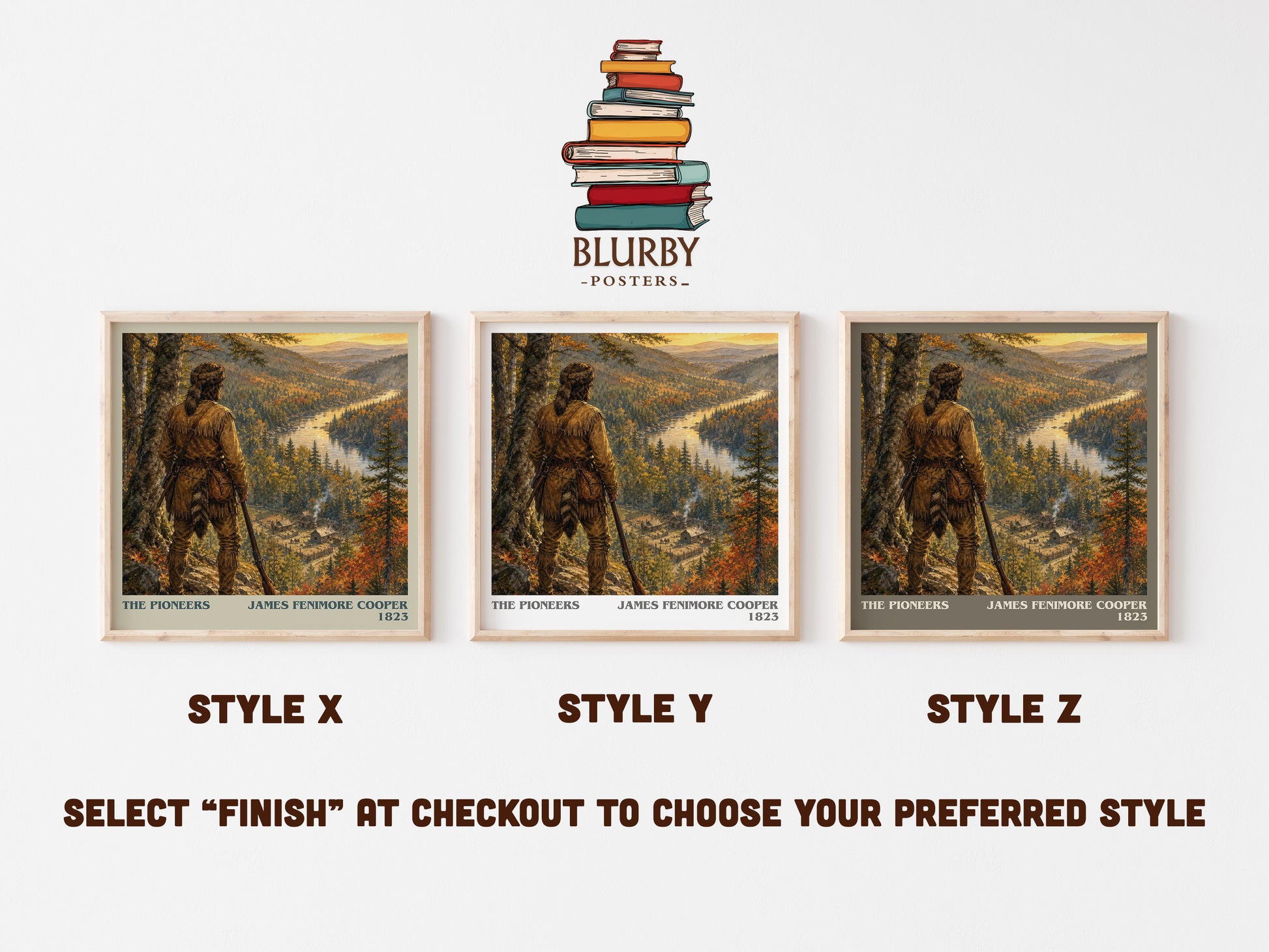 The Pioneers literary print in frame leaning in hallway – historical fiction wall art