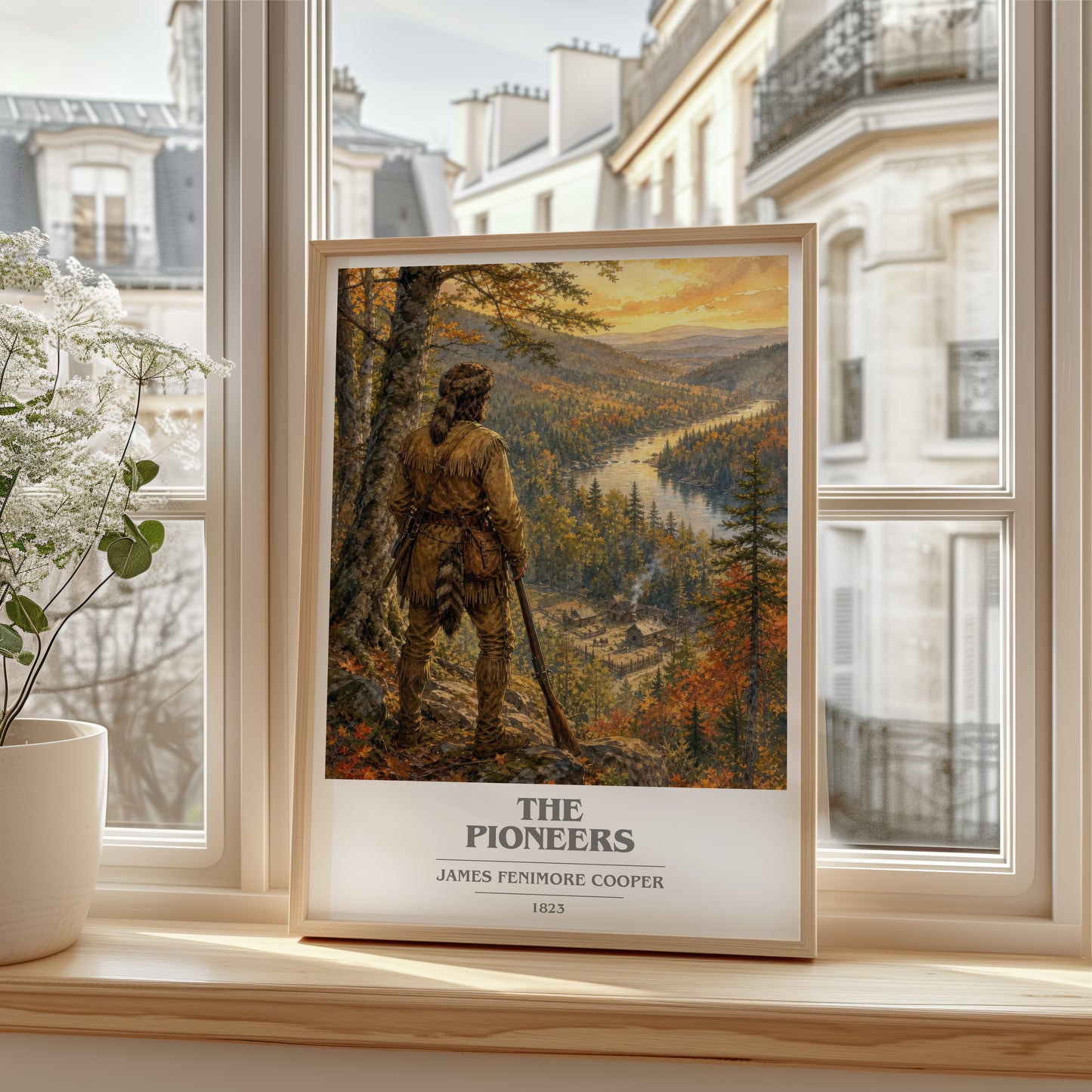 The Pioneers book cover poster colour and style options – James Fenimore Cooper book art