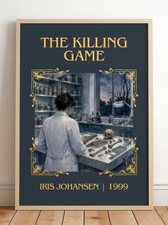 The Killing Game Classic Book Art Print by Iris Johansen – framed print leaning on a wooden floor