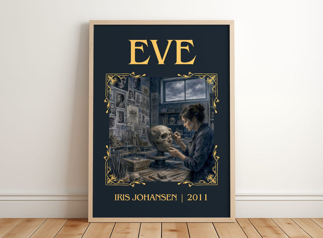 Eve Classic Book Art Print by Iris Johansen – framed print leaning on a wooden floor