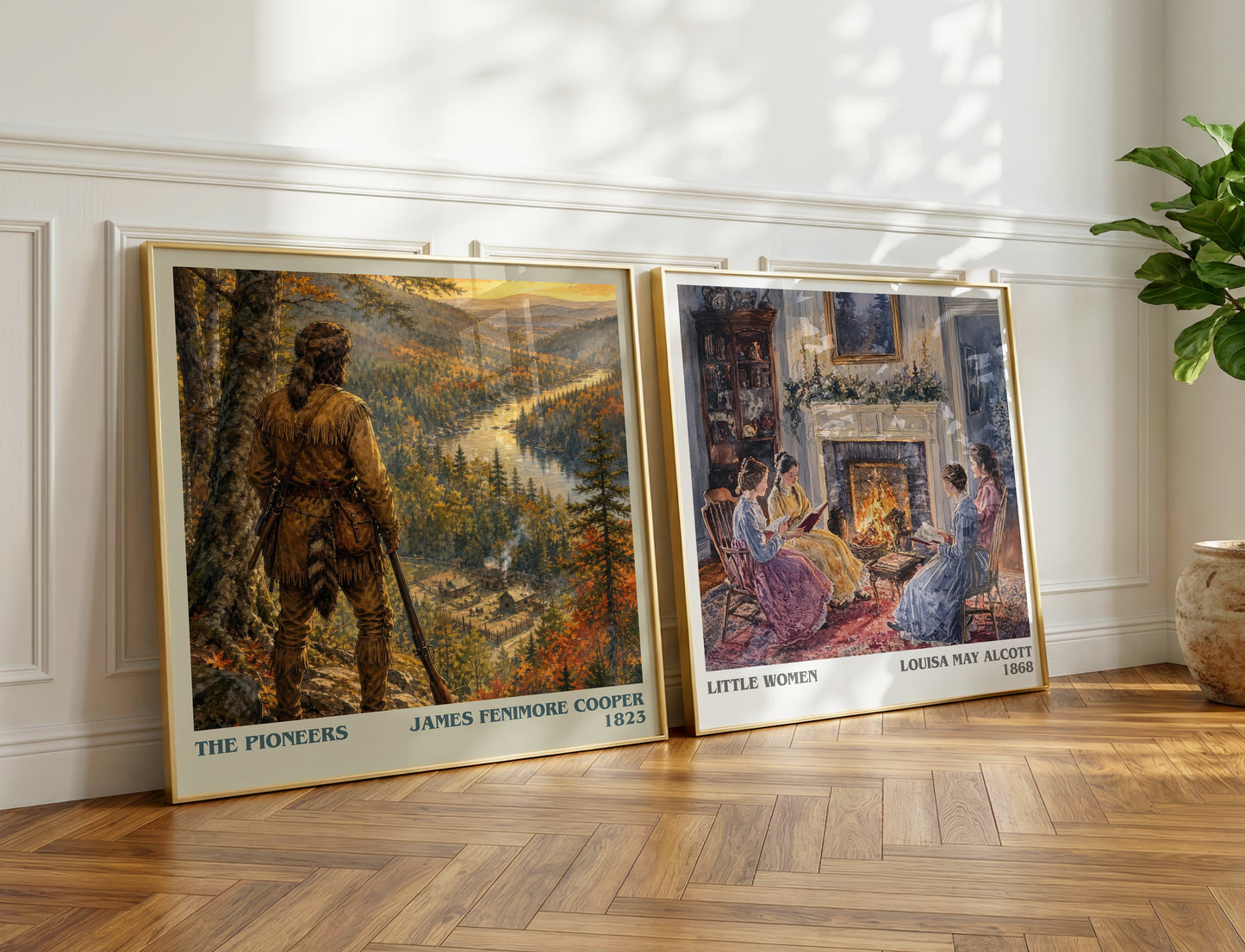 The Pioneers literary print on bookshelf – James Fenimore Cooper fan gift