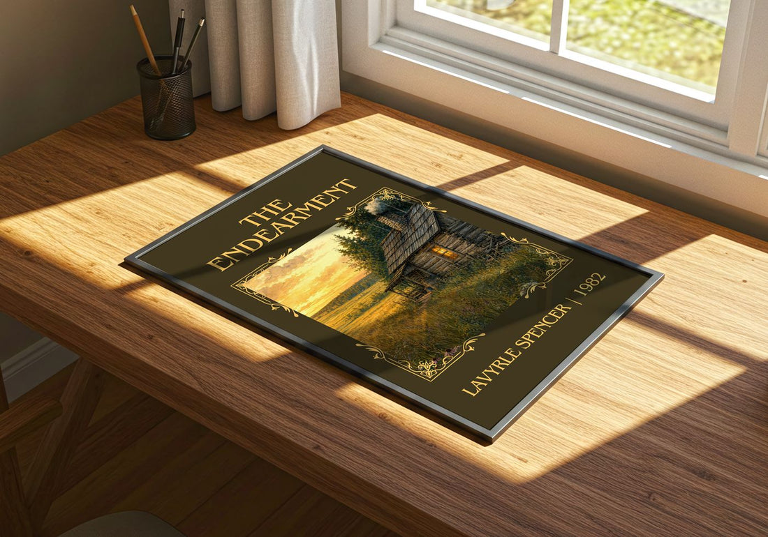 The Endearment Classic Book Art Print by LaVyrle Spencer – print on a sunlit desk