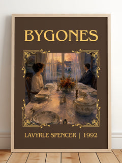 Bygones Classic Book Art Print by LaVyrle Spencer – framed print leaning on a wooden floor