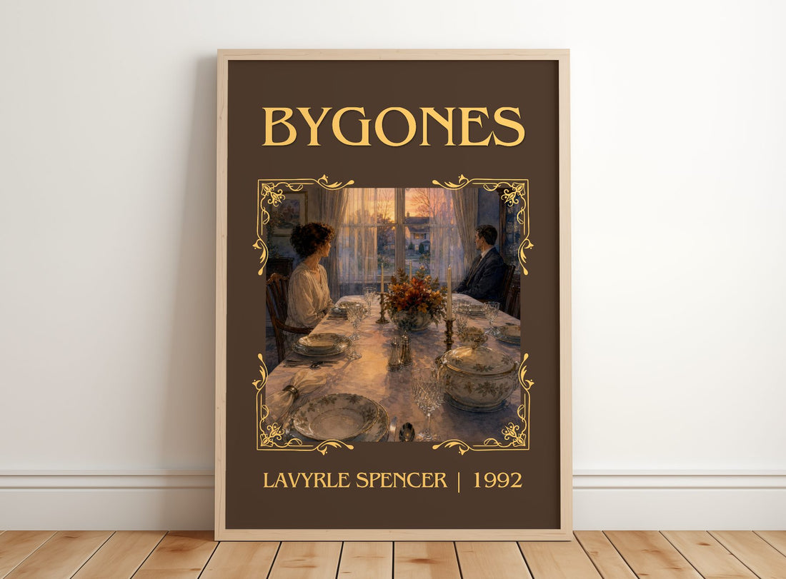 Bygones Classic Book Art Print by LaVyrle Spencer – framed print leaning on a wooden floor