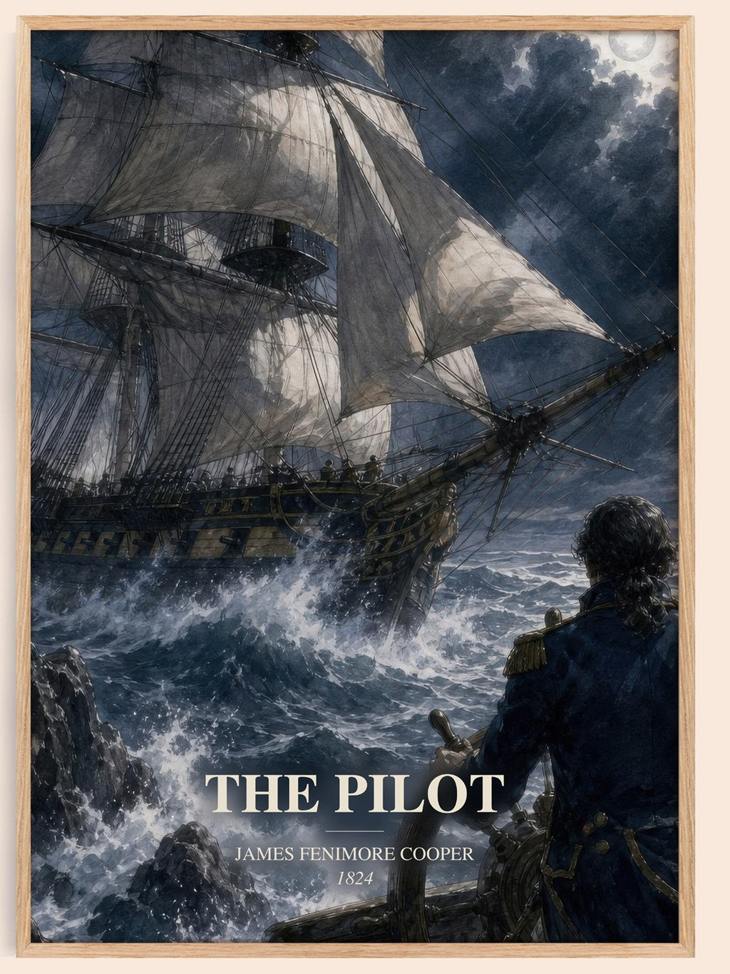 The Pilot watercolour book poster by James Fenimore Cooper – framed literary art print