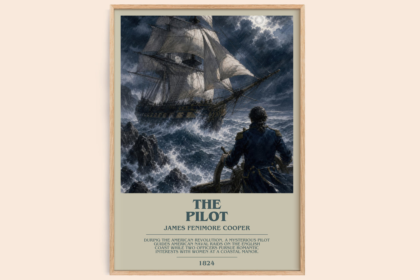 The Pilot bookish book poster by James Fenimore Cooper – framed literary art print