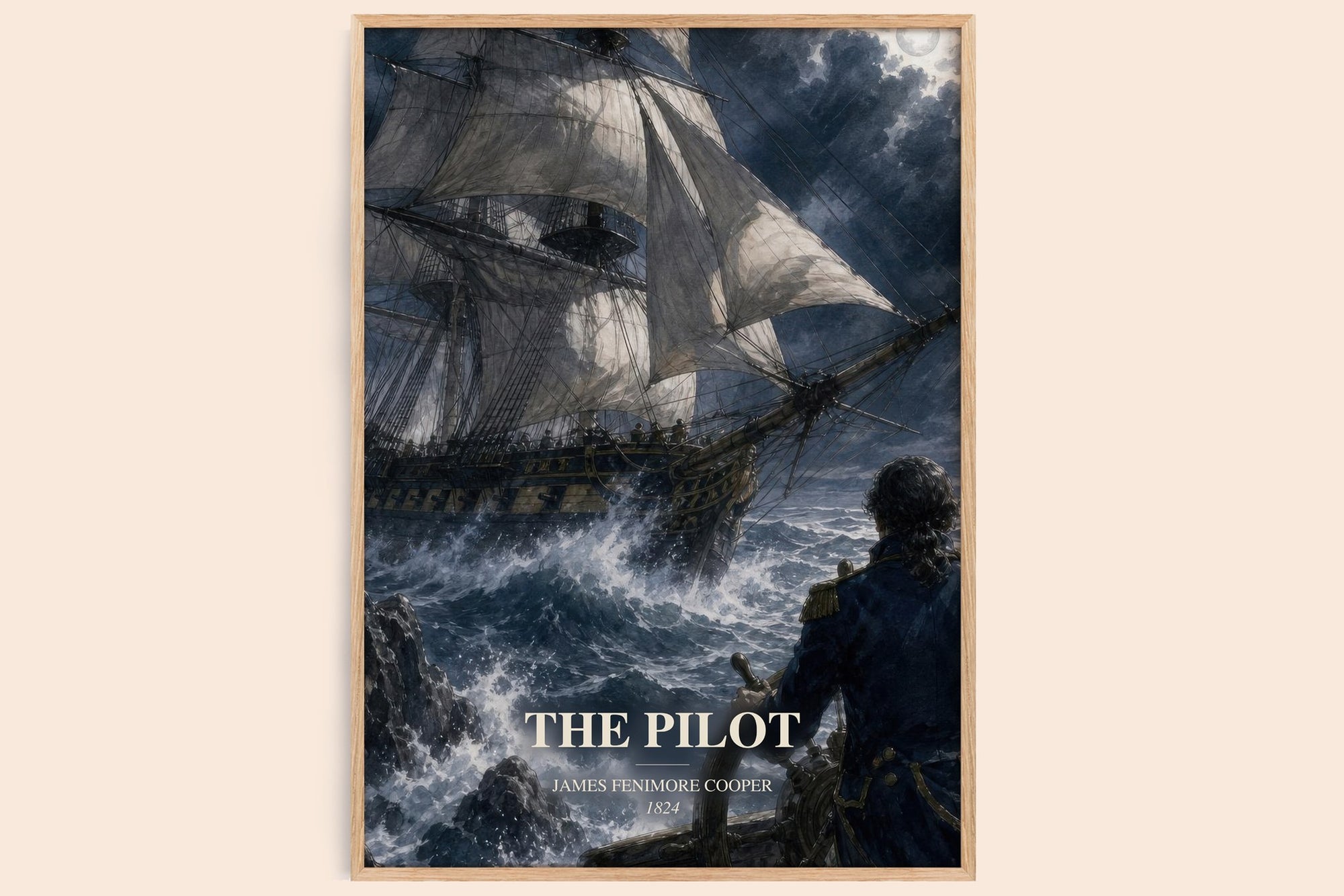 The Pilot watercolour book poster by James Fenimore Cooper – framed literary art print